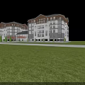 Modern Residential Building Exterior Design With Multistory White Facade Gray Roof Green Lawn And Trees