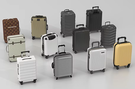 Modern luggage trolley suitcase 3d model