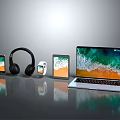 Modern Laptop Display with Smartphone Headphones Smartwatch Tablet and Devices
