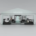 STENDERS Modern Exhibition Booth With Transparent Structure Display Shelves And Furniture