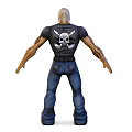 Muscular Male Character Wearing Skull T-Shirt Ripped Jeans And Tattoo Standing