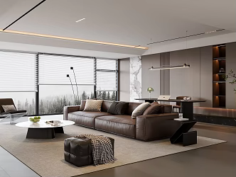 Italian Living Room Sofa Coffee Table Combination Decorative Cabinet Leather Chandelier Leisure Chair Acrylic Desk Chair Table Lamp Decorations Sofa Stool 3d model
