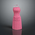 Red Checkered Apron with Halter Neck Design and Classic Pattern 3d model