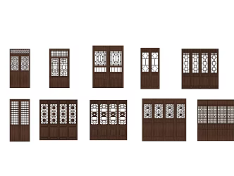 Chinese-style flower-cut window 3d model