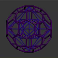 Abstract Geometric Structure With Purple And Blue Wireframe 3D Polyhedron Design 3d model