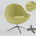Light Green Upholstered Accent Chair with Curved Design and Padded Seat on Metal Cross Legs