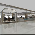 Modern Furniture Showroom Interior With Wooden Ceiling Pendant Lights Sofa And Display Shelves