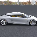 Silver Sports Car With Sleek Aerodynamic Body And Yellow Interior Seats