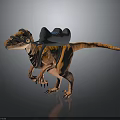 Orange Striped Dinosaur Character Wearing Black Hat And Blue Accented Saddle