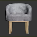 Light Gray Velvet Upholstered Chair With Wooden Legs And Modern Design