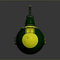 Vintage Green And Yellow Submarine Water Vehicle With Round Windows And Retro Design 3d model
