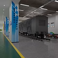 School Railway Technical Training Facility With Train Carriage Model On Tracks And Blue Pillars