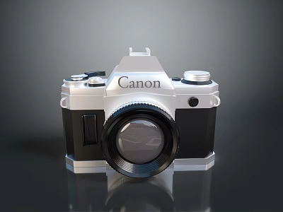 Canon Vintage Electronic Camera Features Classic Body And Retro Lens Design 3d model