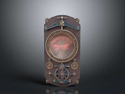 Vintage Musical Instruments And Art Supplies With Decorative Mechanical Gears And Roman Numerals 3d model