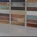 Wood And Stone Panel Samples With Various Colors And Textures Neatly Arranged In Three Columns