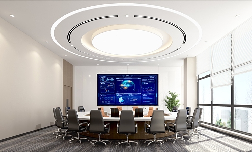 Modern Round Table Meeting Room 3d model