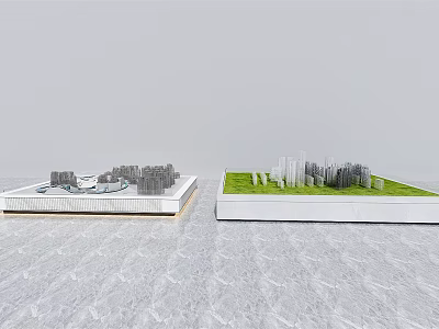 Commercial Equipment Model With Building Structures On White And Green Base 3d model