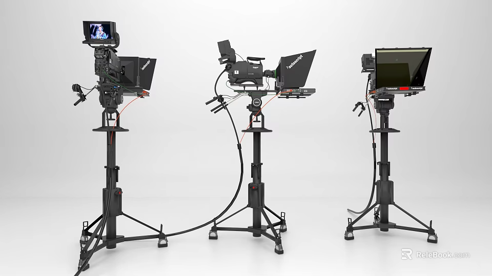 Professional Mobile Digital Live Streaming Filming Equipment With Adjustable Stands And Monitor Screens 3d model 