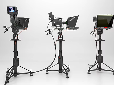 Professional Mobile Digital Live Streaming Filming Equipment With Adjustable Stands And Monitor Screens 3d model