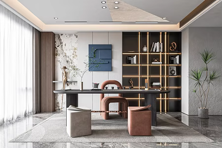 Modern Study Tea Room Tea Table and Chair Tea Stool Tea Cabinet Chandelier Tea Table Tea Set Storage Rack Decorative Cabinet 3d model