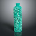 Green Flower Vase With Intricate Leaf Patterns For Elegant Home Decor 3d model