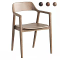 Modern Natural Wooden Dining Chair With Armrest And Sleek Leg Design Style