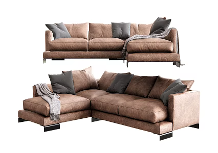Modern Corner Sofa Multi-Person Sofa Casual Sofa Pillow Blanket 3d model