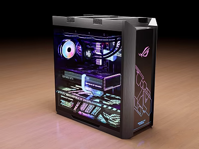 ASUS ROG Custom Gaming PC With Transparent Side Panel RGB Lighting And Internal Components 3d model