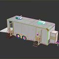 White Food Truck Trailer With Open Doors Steps And Roof Vents