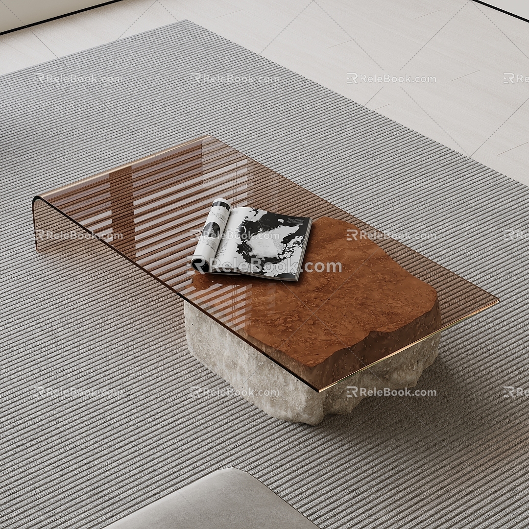 Glass coffee table living room coffee table 3d model