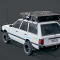 White Off Road Car With Roof Rack Luggage Bags Black Front Guard Off Road Tires