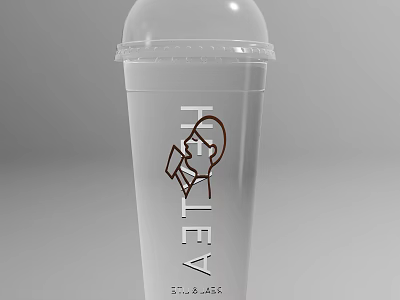 White Beverage Cup With Transparent Lid Coffee Drinking Illustration And HOTEL Logo 3d model