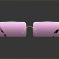 Stylish Square Sunglasses With Pink Lenses Gold Frame And Red Temple Arms