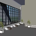 Modern Museum Building With Unique Geometric Roof Design And Glass Facade