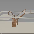 Modern Wooden Staircase Design With Steps Handrail Platform And Railing 3d model