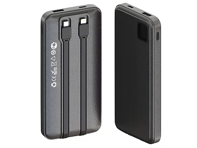 Black Portable Power Bank With Dual USB Ports And Sleek Design For Daily Use 3d model
