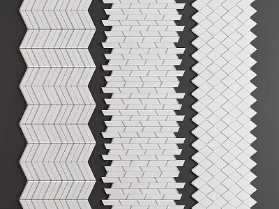 Modern Tile Components With White Herringbone Staggered And Diamond Patterns Design 3d model