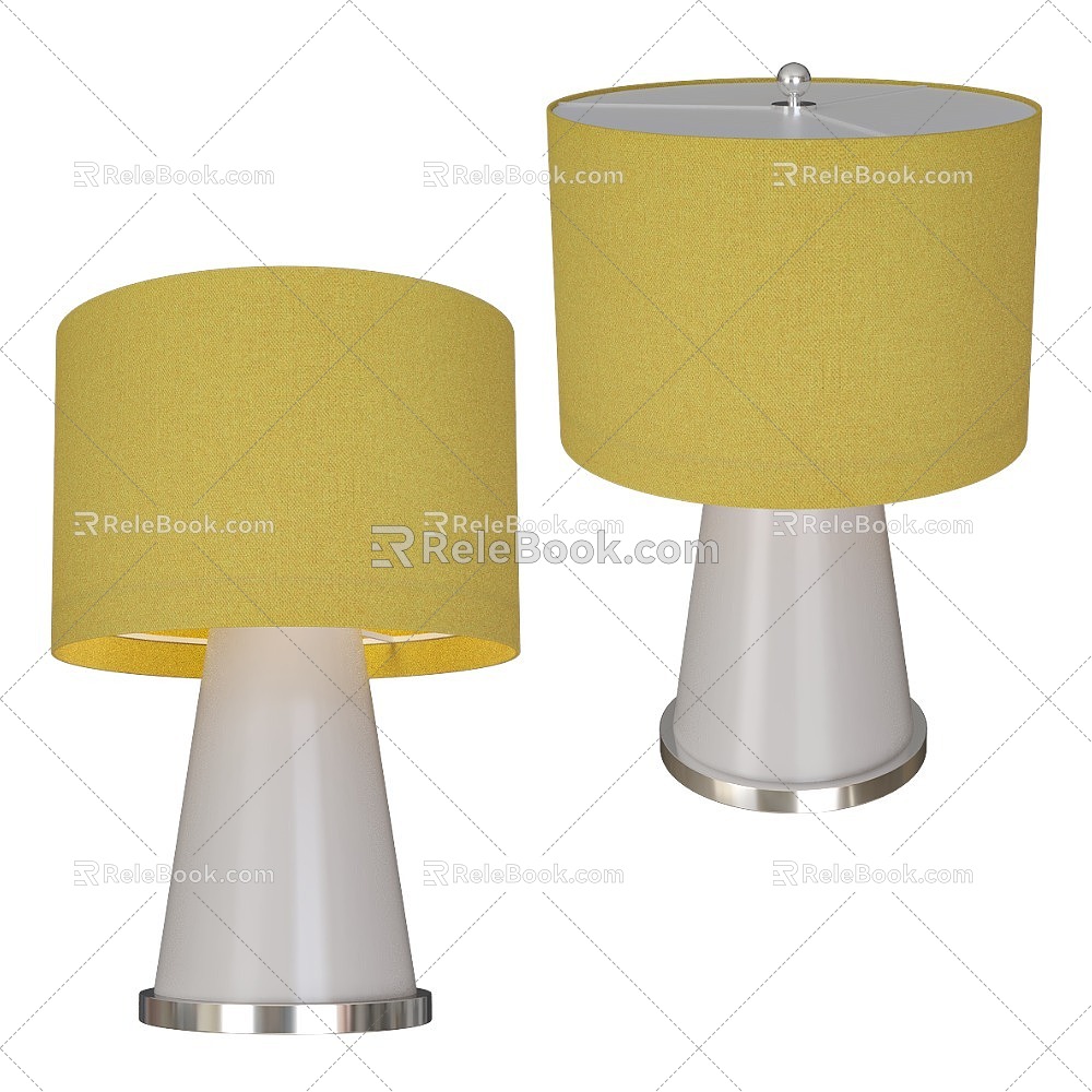 Yellow cloth lampshade table lamp model