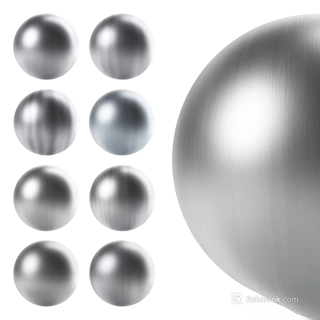 Brushed Metal Sphere Components With Shiny Surface And Multiple Sizes For Design 3d model