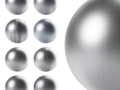 Brushed Metal Sphere Components With Shiny Surface And Multiple Sizes For Design 3d model