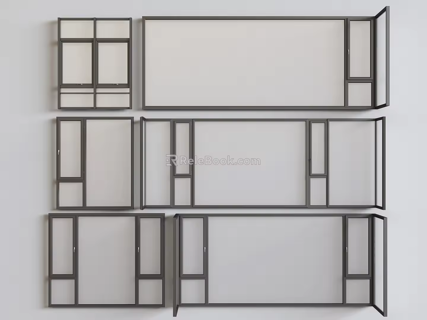 modern floor-to-ceiling windows 3d model