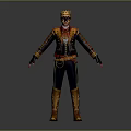 Ornate Mystical Character Wearing Black Gold Attire With Crown Mask And Creature Motifs