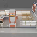 Modern Retail Store Interior Design With Shelves Counter Lighting And Layout 3d model