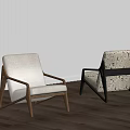 Modern Accent Chairs With Wooden Frame Beige And Patterned Upholstery On Wooden Floor
