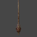 Decorative Axe with Intricate Carved Patterns Red Gemstone on Head and Ornate Handle Design
