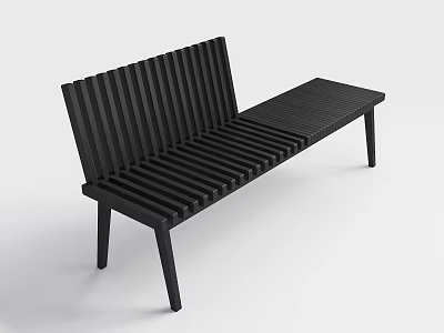 Sleek Black Slatted Outdoor Lounge Chair With Extended Footrest For Patio Garden Relaxing Moments 3d model