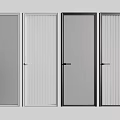 Modern Interior Doors Featuring Glass Panels Striped Designs And Black Frames 3d model