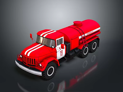 Red Tanker Truck With White Stripes And Number 19 Classic Design 3d model