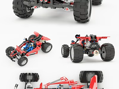 Electric Toy Remote Control Off-Road Vehicle With Building Blocks Assembly Large Tires For Kids Play 3d model