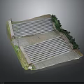 Realistic Outdoor Landscape Model With Tiered Stone Steps Green Foliage And Paved Ground